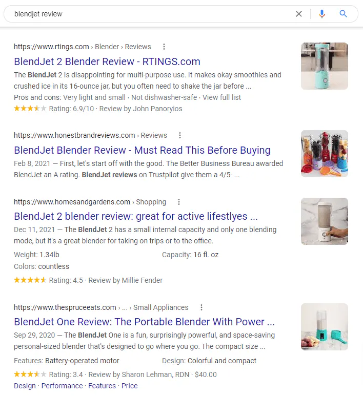 Reviews SERP screenshot