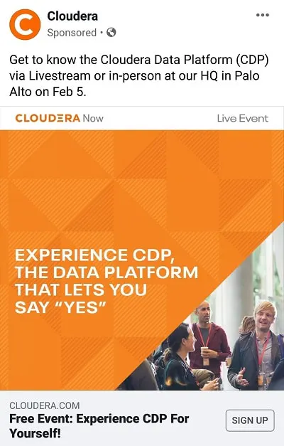 Facebook lead ads: Cloudera