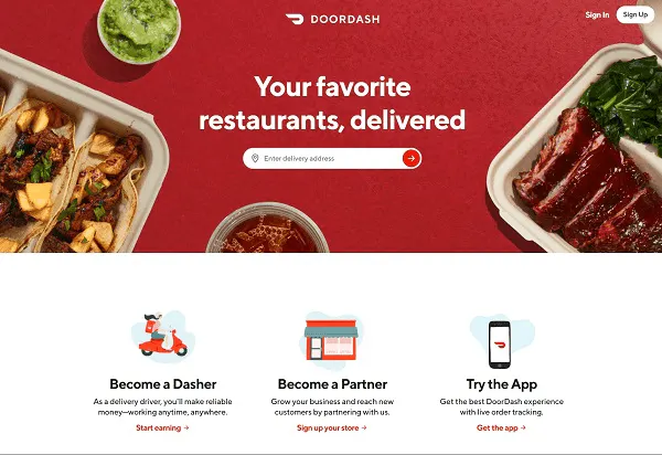 High-converting landing pages: DoorDash