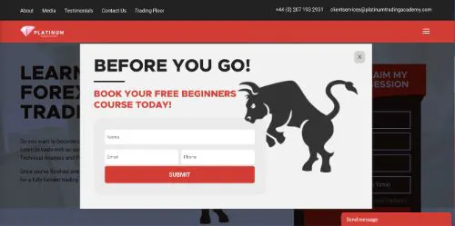 Present A Delayed Popup To Request a Customer Signup (Platinum Trading Academy)