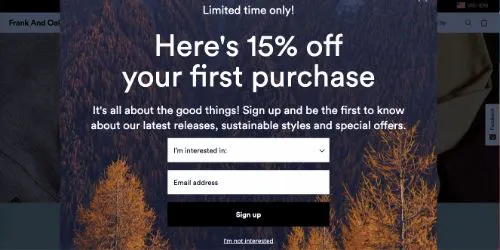 Allow Visitors To Choose Which Products Interest Them (Frank & Oak)