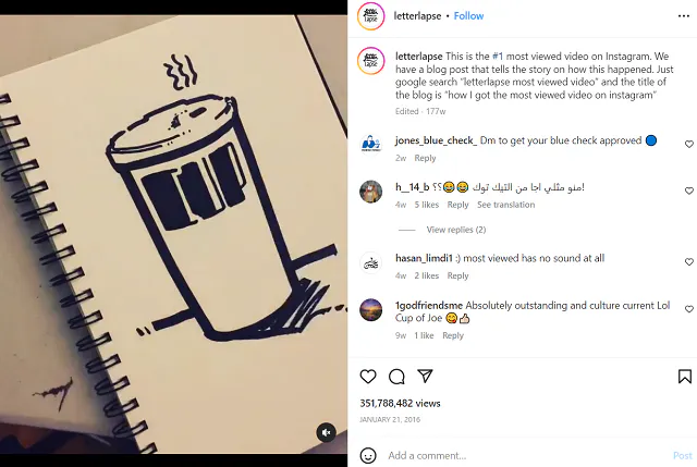 @letterlapse Instagram screenshot