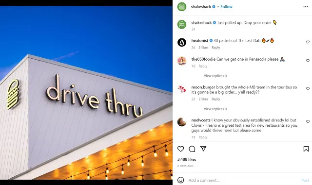 @shakeshack Instagram screenshot